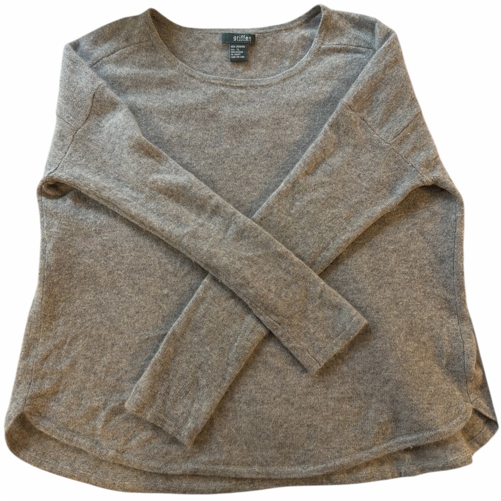 Griffen 100% Cashmere Grey Oversized Sweater XL Quiet Luxury